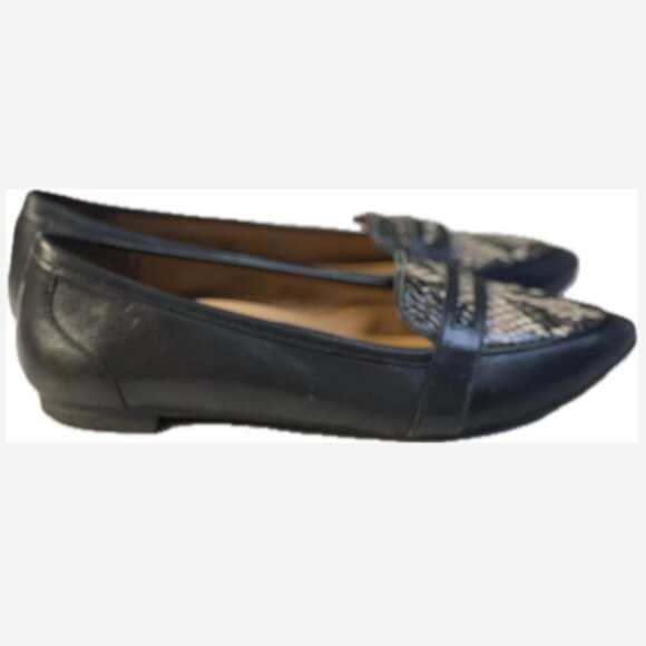 Vionic Savannah Flats Shoes Boa Leather Women Size 6.5 Black 1/2" Heel Slip On - Picture 3 of 5